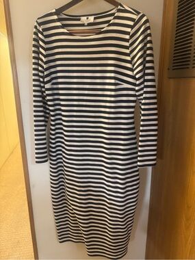 Dainty Jewells Black and White Striped  Long Sleeve Sheath Dress